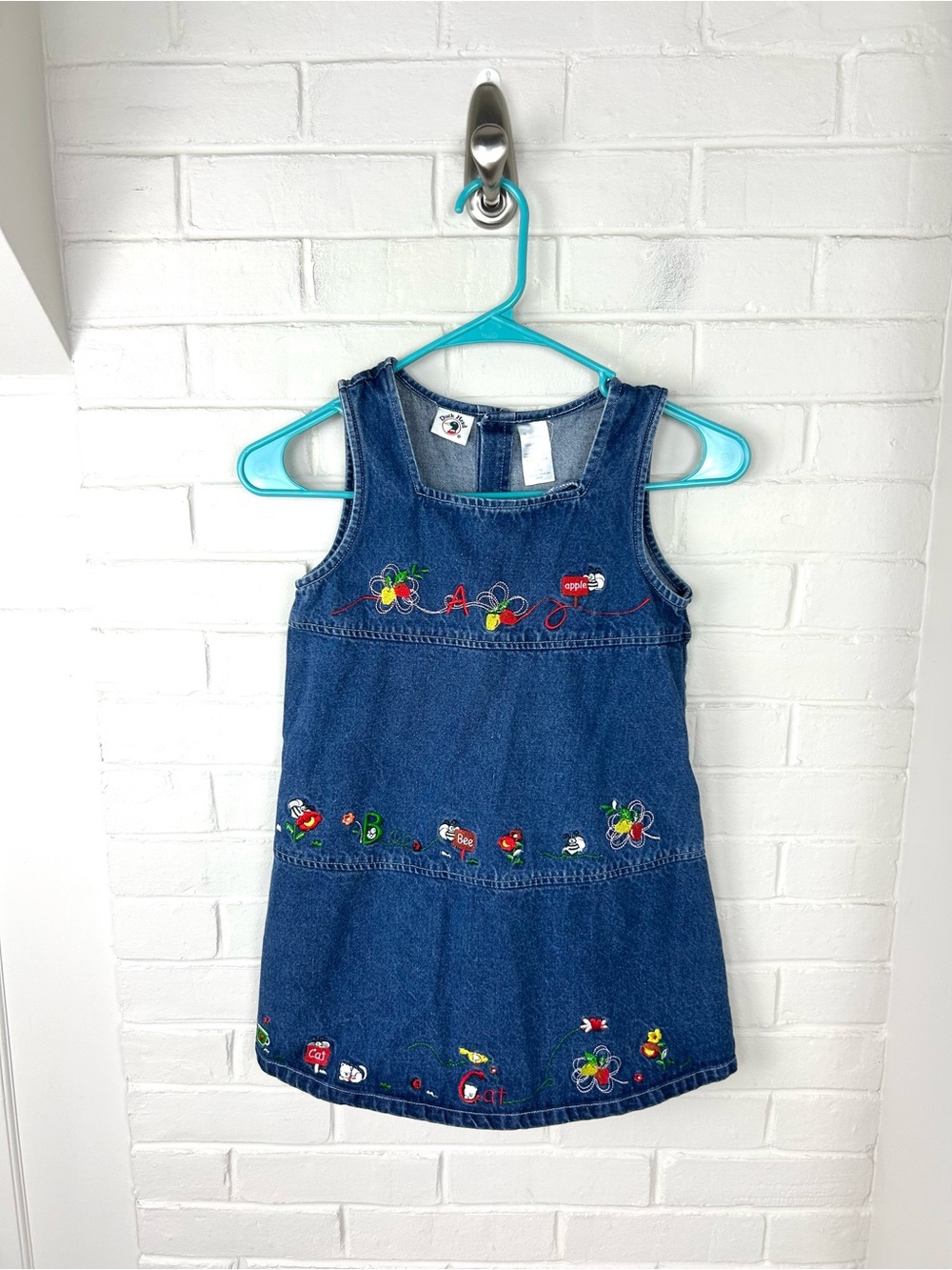 Vintage Duck Head Cotton Denim ABC Alphabet Dress Girls Size 6Y